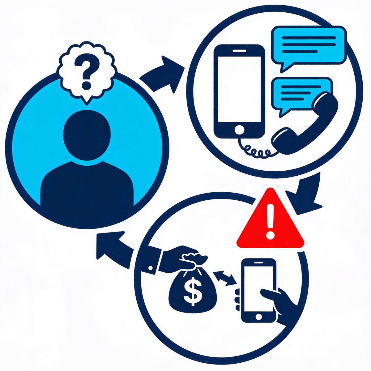 【图片3】电诈识别公式示意图：人物 + 沟通工具 + 要求 = 诈骗