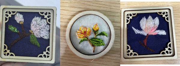 【图2】花卉主题乱针绣冰箱贴作品